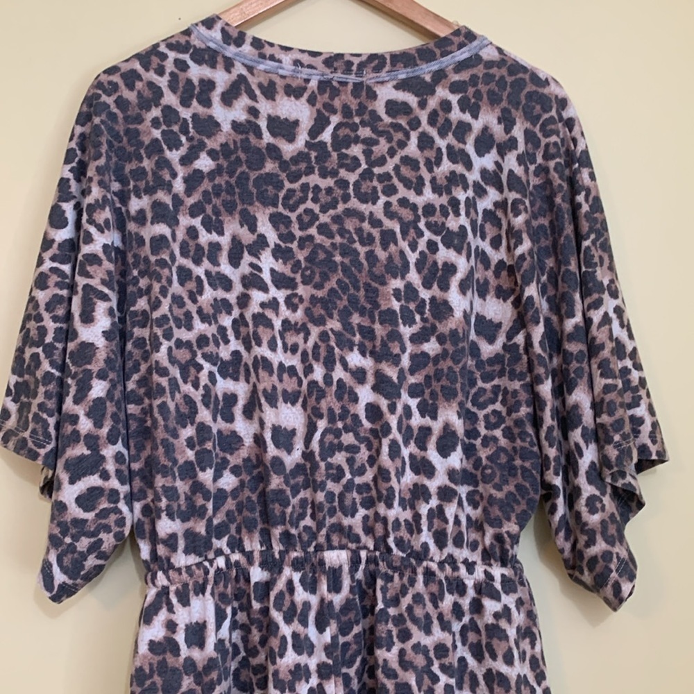 Ella Blue Leopard Relaxed Fit Loungewear Comfy Kimono One Piece Romper Shorts S - Picture 15 of 17